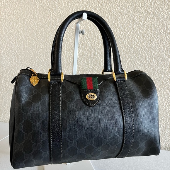 Gucci Black and Gold Satchel with Signature Design - Picture 1 of 15
